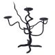 Twisted Vein and Leaf 3 Legged Wrought Iron Double Candle Holders